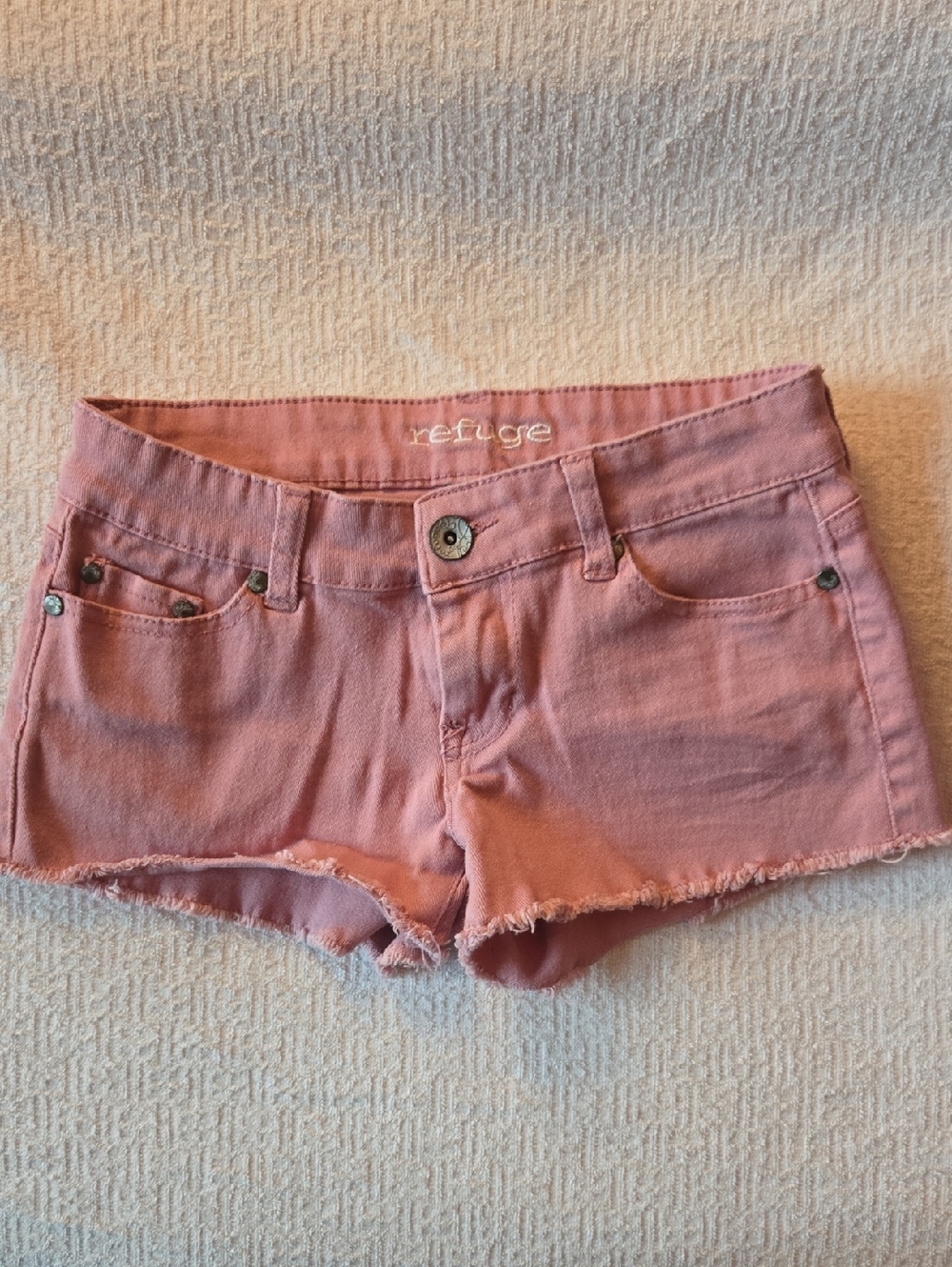 refuge faded pink denim cutoff shorts